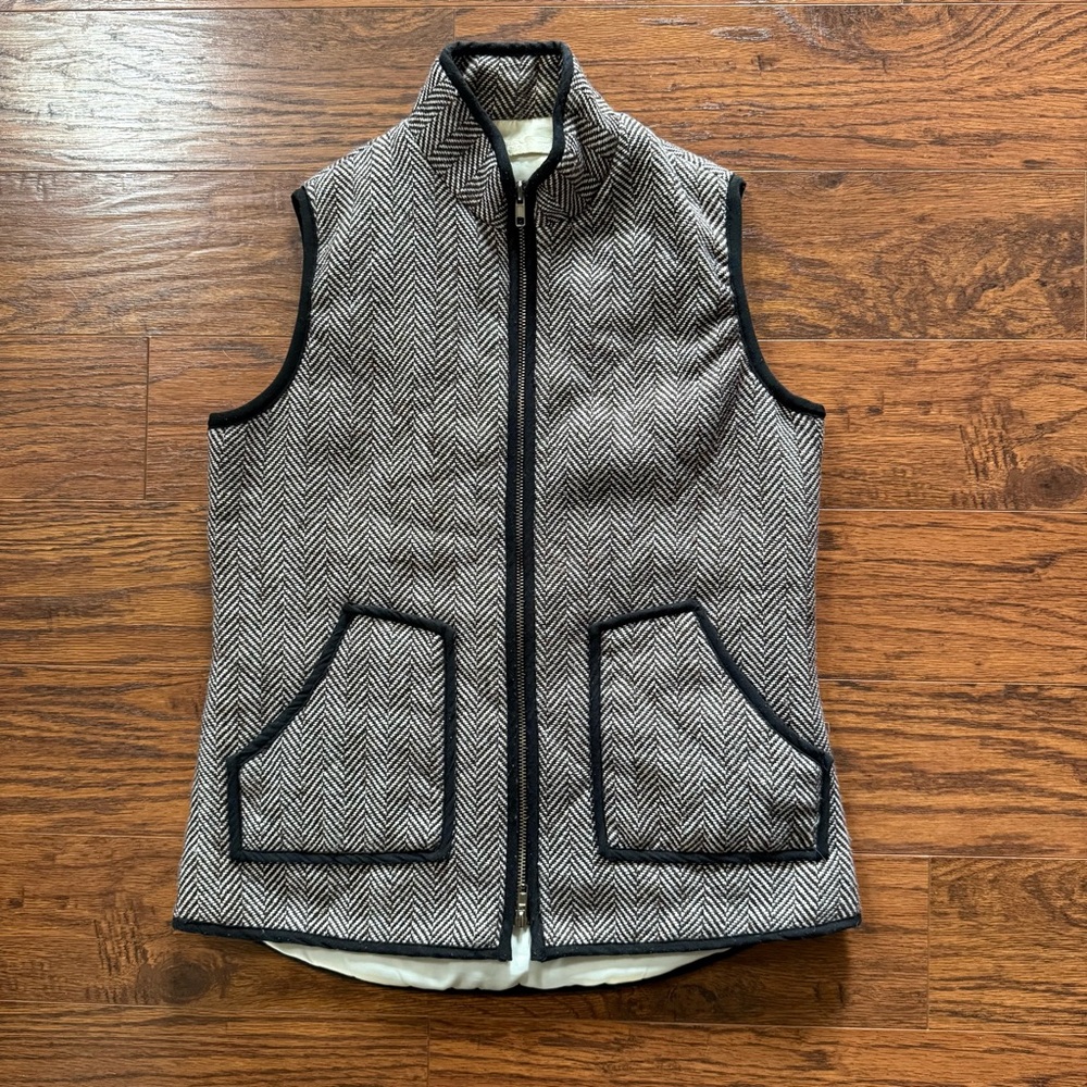 Hemline Mom Wool Quilted Herringbone Vest Size Medium